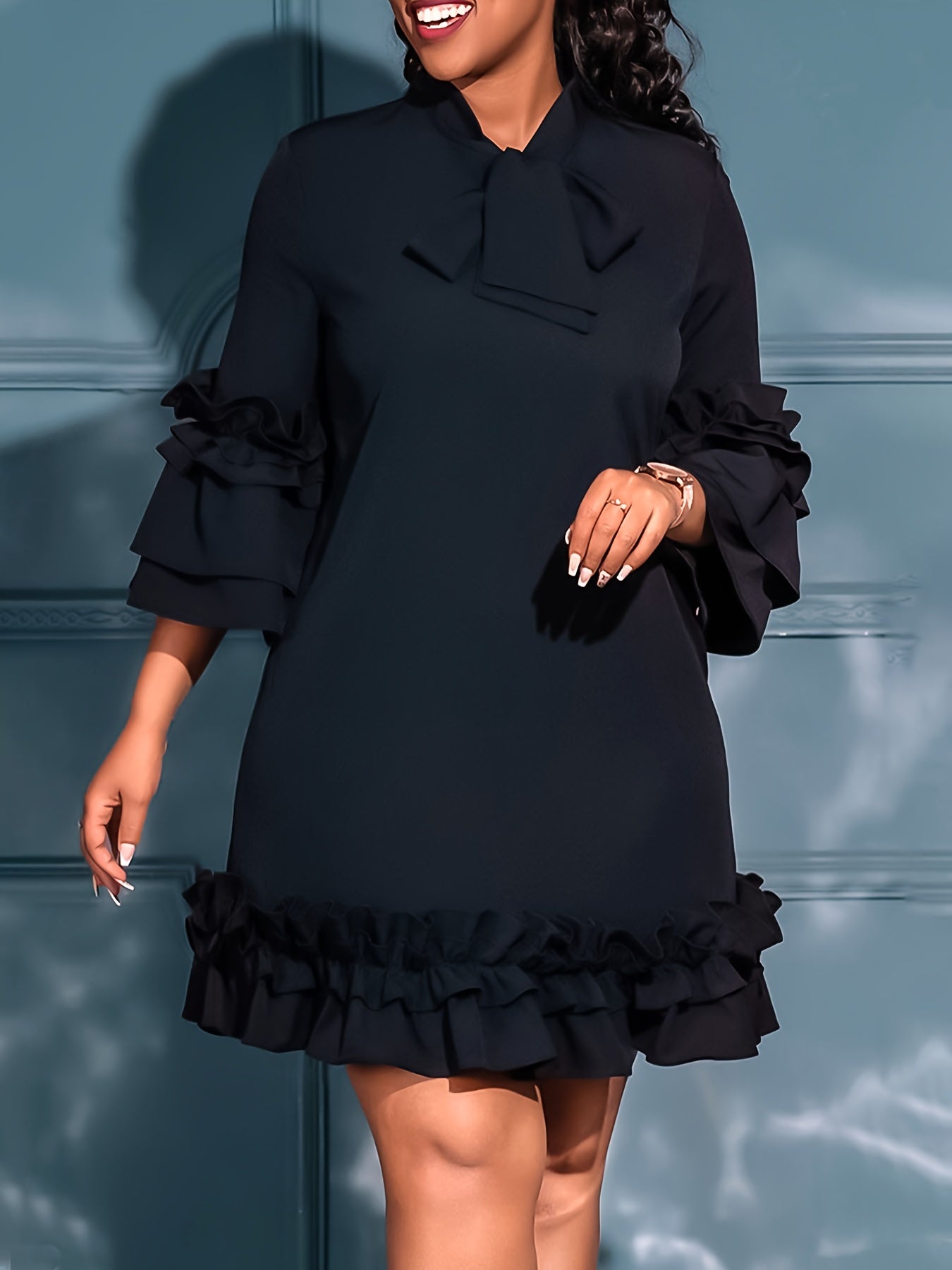 NoirRuffle® | Elegant Bow Tie Dress